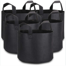 5 bolsas para plantas, bolsas de cultivo de 7 galones, macetas de tela no tejida transpirables de primera calidad con asas para dragar y plantar en el