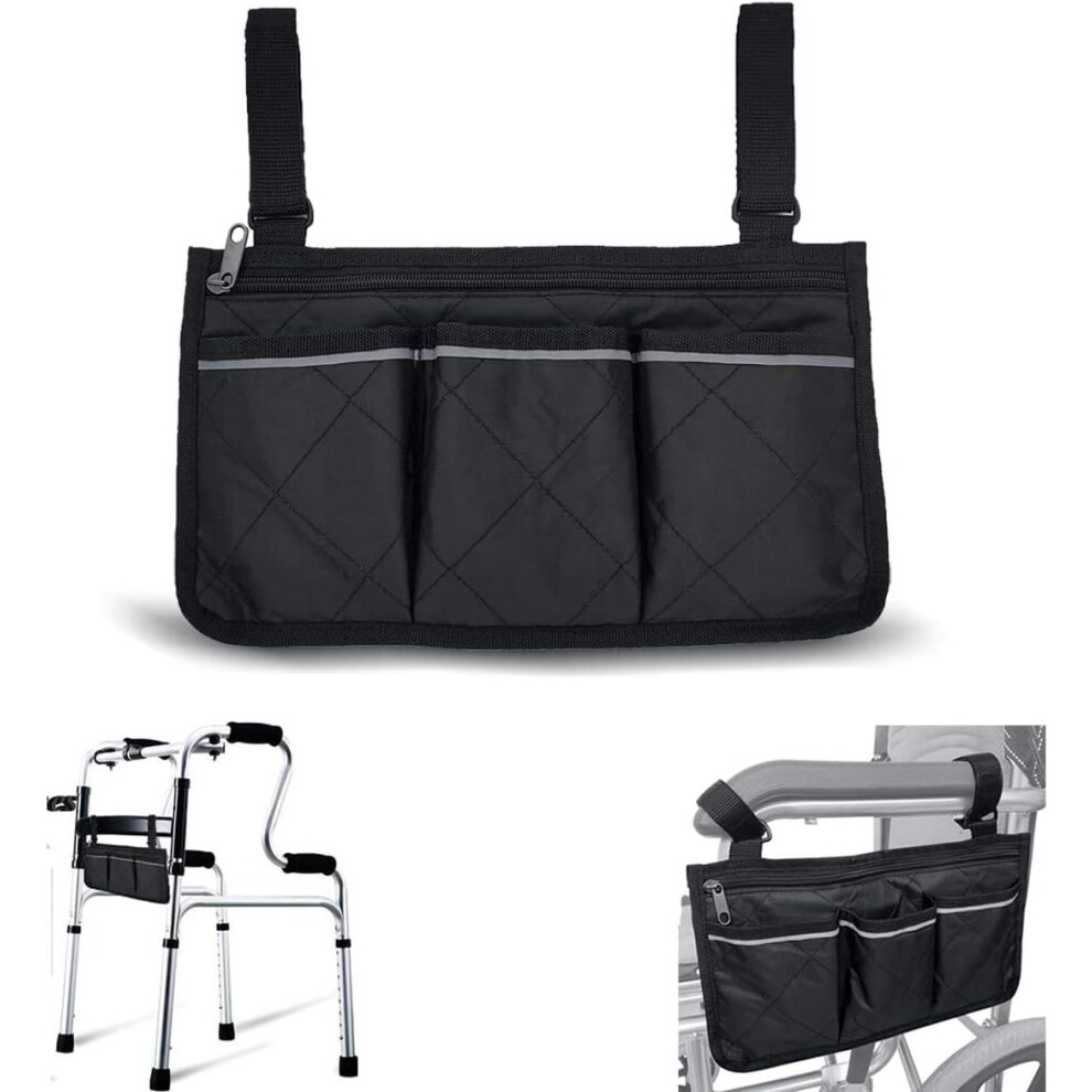 Lifeasy Armrest Bag For Elderly Safe Mobility Aid Wheelchair Accessories Storage Bag Waterproof And Durable With Two Reflective Strips Fits Bed Rail Scooters