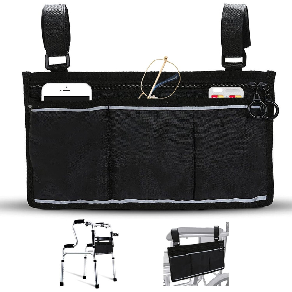 Lifeasy Secure Wheelchair Storage Bag Bag, Wheelchair Mobility Aid Elderly Hands Free Armrest Hanging Handle Holder Wheelchair Storage Bag 1#