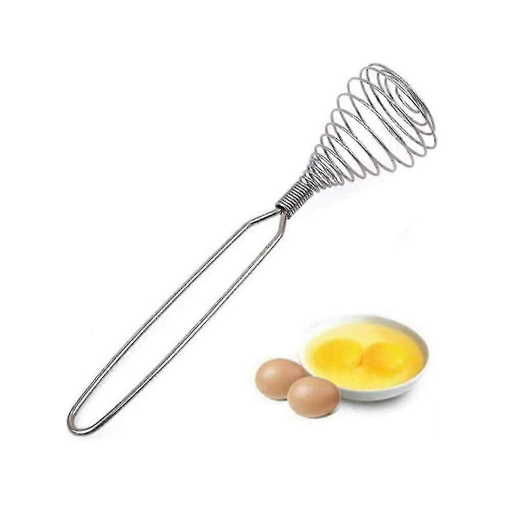Mini French Spring Whisk, 8.67 Inch Silver Stainless Steel Spring Coil Whisk, Hand Eggbeater Egg Mixer Whisk Blender Stirring Beater
