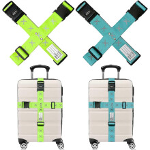 Suitcase Strap, Luggage Straps, 4 Pieces Travel Suitcase Strap with Combination Lock, Adjustable for 20-34 Inch Suitcases (Lake Blue and Bright Green)