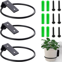 3 PCS (Black, 6 inch) Wall-Mounted Flower Pot Ring Flower Pot Support Ring Wall Mounted Flower Pot Holder Ring with and Screw Holder Flower Pot Ring f