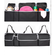 Car Trunk Organizer & Storage, Backseat Hanging Organizer, Waterproof Storage Bag with 4 Pockets, Car Interior