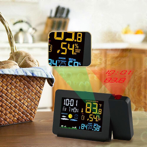 Weather forecast projection clock temperature and humidity electric wave electronic alarm clock 2