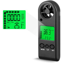 Medidor de velocidad del viento digital port?til, que mide la velocidad del viento, la temperatura y la velocidad m?xima/promedio/actual, precisi?n, m