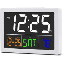 Electronic alarm clock (white), digital clock, 5.5 inch large display LED electric digital clock, with USB charger, 6 brightness levels, adjustable vo