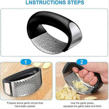 Garlic Press, Stainless Steel Garlic Crusher Professional Kitchen Silicone Garlic Peeler