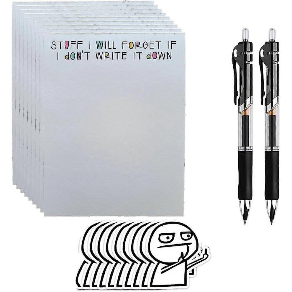 To Do List Notepad Set, Funny Sticky Notes And Pen Set, Novelty Memo Pad Sticky Note with 50pcs Funny Stickers And 2pcs Pens