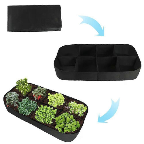 Rectangular Breathable Fabric Raised Bed for Plants and Vegetables - 0.9m x 1.8m - Black 2