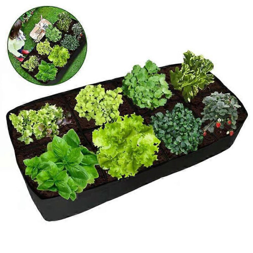 Rectangular Breathable Fabric Raised Bed for Plants and Vegetables - 0.9m x 1.8m - Black 1