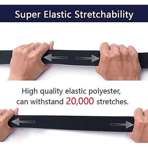 Black Elastic Belt for Men - Plastic Buckle - Fully Adjustable Workout Belt 2
