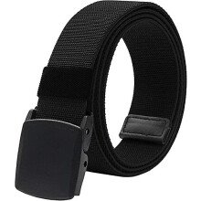 Black Elastic Belt for Men - Plastic Buckle - Fully Adjustable Workout Belt