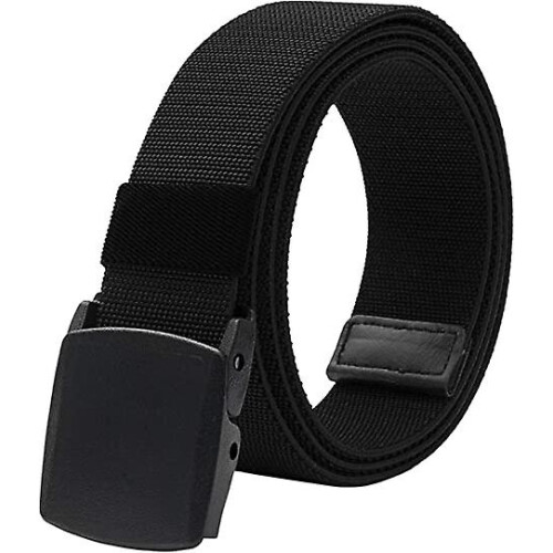 Black Elastic Belt for Men - Plastic Buckle - Fully Adjustable Workout Belt