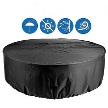 Waterproof Round Table Cover Patio Furniture Covers Heavy Duty Cover Tough Canvas Uv Resistant 280*110cm