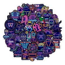 [50pcs]neon Stickers Graffiti Vinyl Neon Stickers Pack Deco Sticker for Teens Kids Girls Adults Laptop, Suitcases, Motorcycle, Skateboard, Car, Snowbo