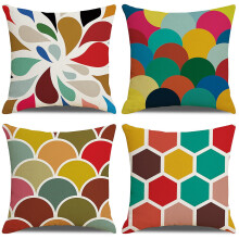 Cushion Cover, Set Of 4 Cotton And Linen Decorative Pillow Case Decoration for Sofa Bedroom Home 45 X 45 Cm