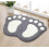 40cm*60cm Big Feet Pattern Anti-slip Absorbent Bathroom Mat Polyester Gray 4