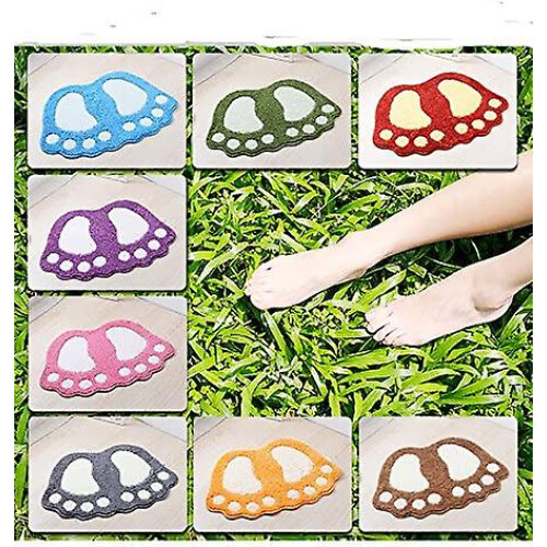 40cm*60cm Big Feet Pattern Anti-slip Absorbent Bathroom Mat Polyester Gray 2
