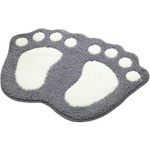 40cm*60cm Big Feet Pattern Anti-slip Absorbent Bathroom Mat Polyester Gray