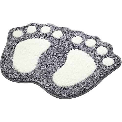 40cm*60cm Big Feet Pattern Anti-slip Absorbent Bathroom Mat Polyester Gray