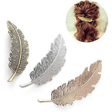 Lot de 3 Pinces cheveux Forme de Feuille Barrettes cheveux Design en Mtal Minimaliste Cheveux Barrettes pour Fille Accessoires de coiffure (Dor + Ar