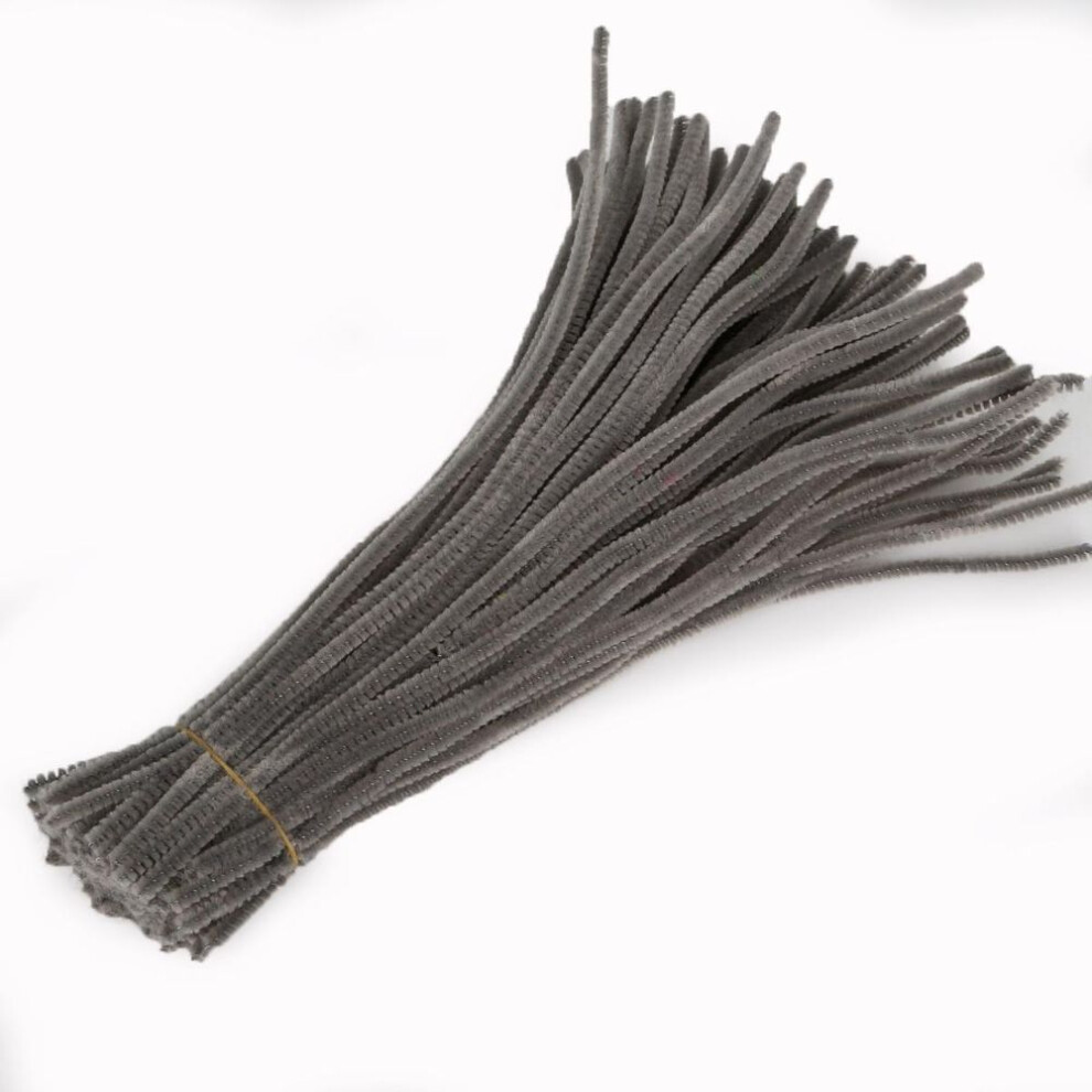 (gray) 100pcs Chenille Stems Pipe Cleaners Kids Plush Educational Toy Colorful Pipe Cleaner Toys Handmade DIY Craft Supplies