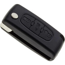 Key Shell with Blade Compatible with Peugeot 207cc, 307, 308cc, 407 and Expert 3 - CE0523 - Key Case Plip Car Utility Remote Control 3 Buttons