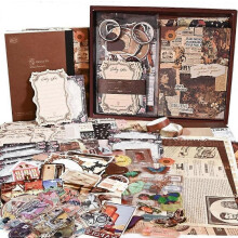 Lot de 136 Scrapbooking Kit Bullet Journal, Scrapbooking Vintage Scrapbooking Materiel Kit Complet, Autocollants de Scrapbooking Esthtique pour Agenda