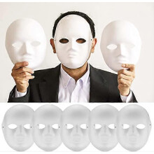 10 Pieces White Paintable Paper Masks, DIY Pulp Paper Masks Painted Mask for DIY Halloween Mardi Gras Party