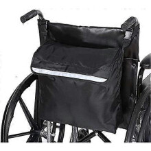 Wheelchair Bag Rear Waterproof Oxford Wheelchair Bag Large Black Wheelchair Backpack Storage Bag with Reflective Stripes for Wheelchair Handles