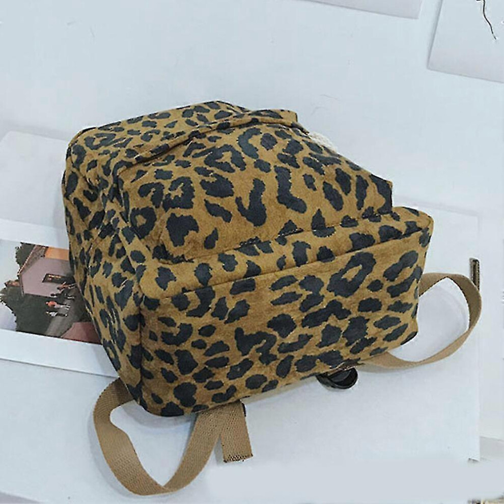 Women Girls Backpack Leopard Print Large Capacity Zipper Fashion for School Travel