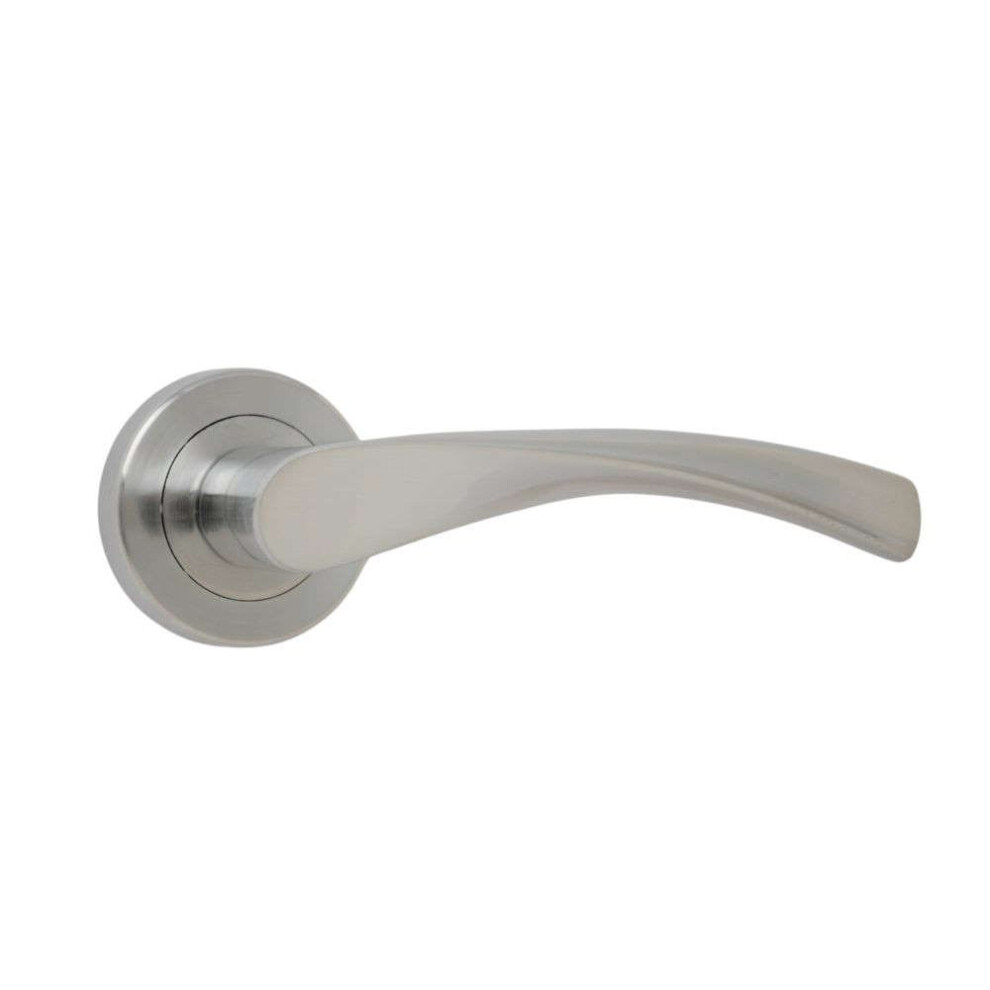 Dzina Twirl Lever On Rose Door Handle In Satin Chrome 5057670113474
