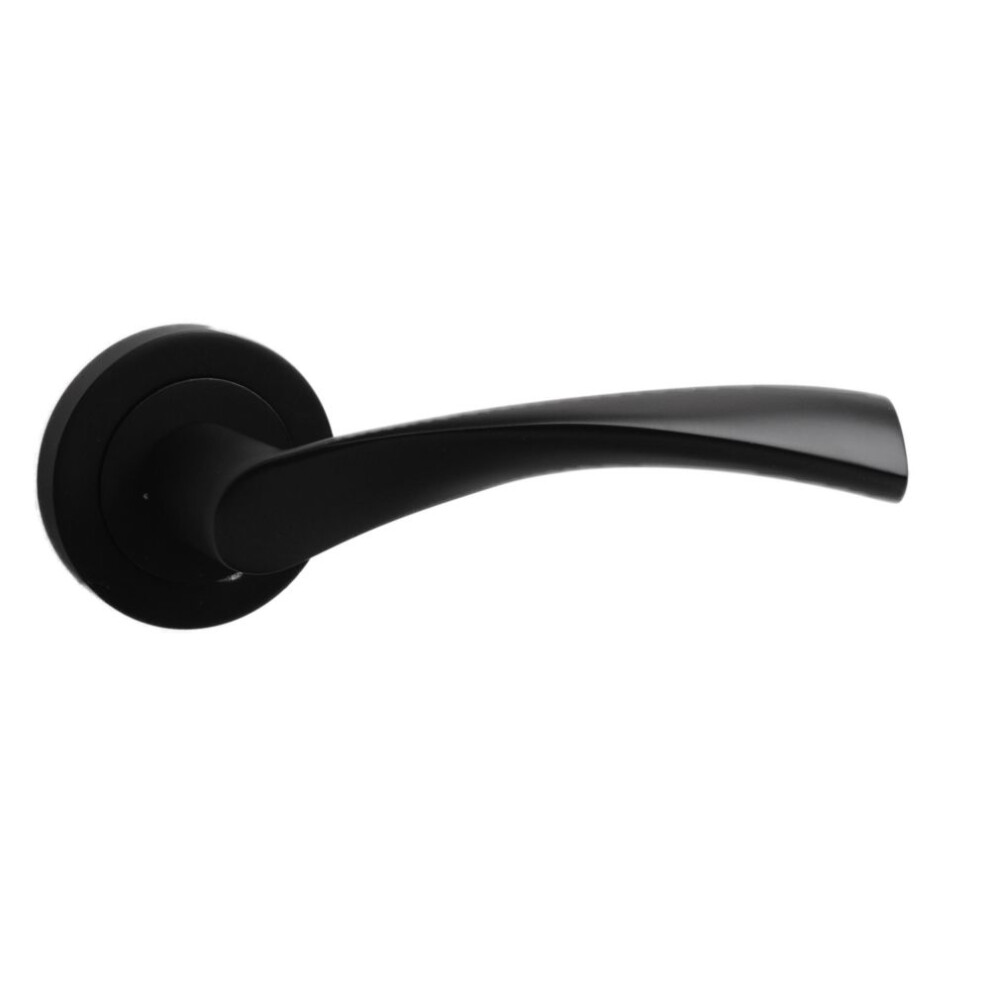 Dzina Twirl Lever On Rose Door Handle In Matt Black Finish 5057670113498