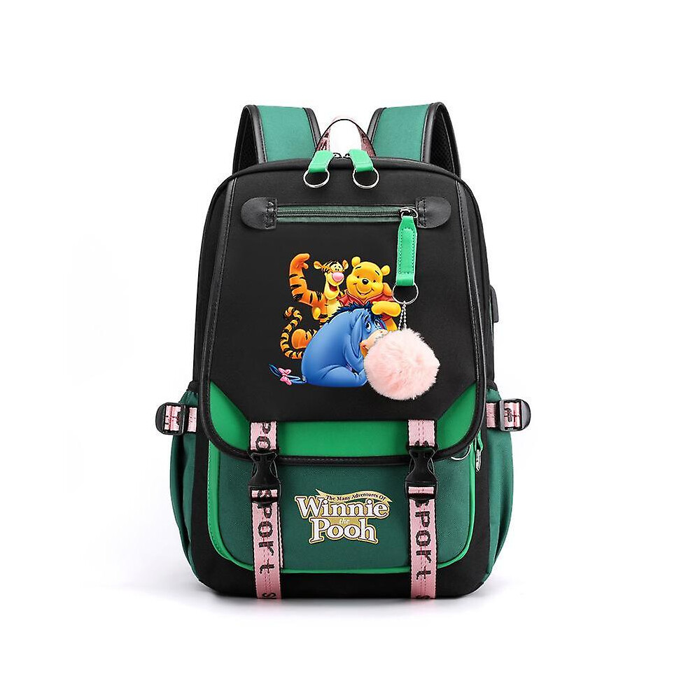 (019) Winnie The Pooh Backpacks Teenager Usb Charging Laptop Backpack Women Men Rucksack Travel Bag Mochila