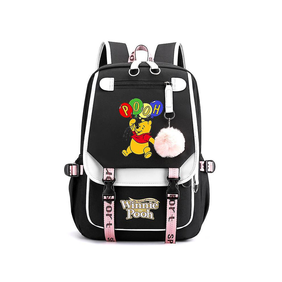 (027) Winnie The Pooh Backpacks Teenager Usb Charging Laptop Backpack Women Men Rucksack Travel Bag Mochila