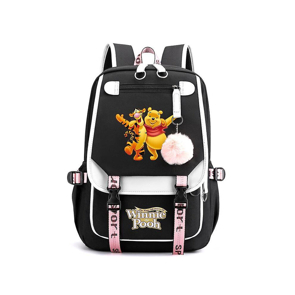 (004) Winnie The Pooh Backpacks Teenager Usb Charging Laptop Backpack Women Men Rucksack Travel Bag Mochila