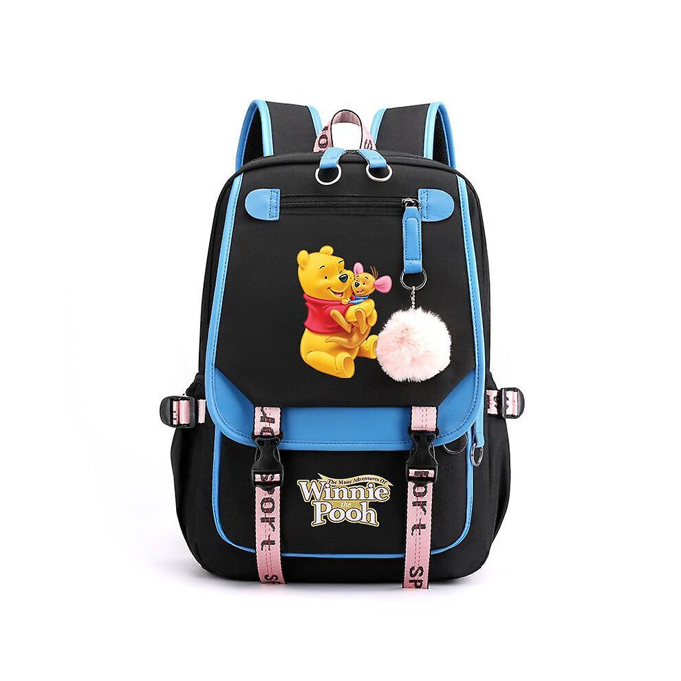 (015) Winnie The Pooh Backpacks Teenager Usb Charging Laptop Backpack Women Men Rucksack Travel Bag Mochila
