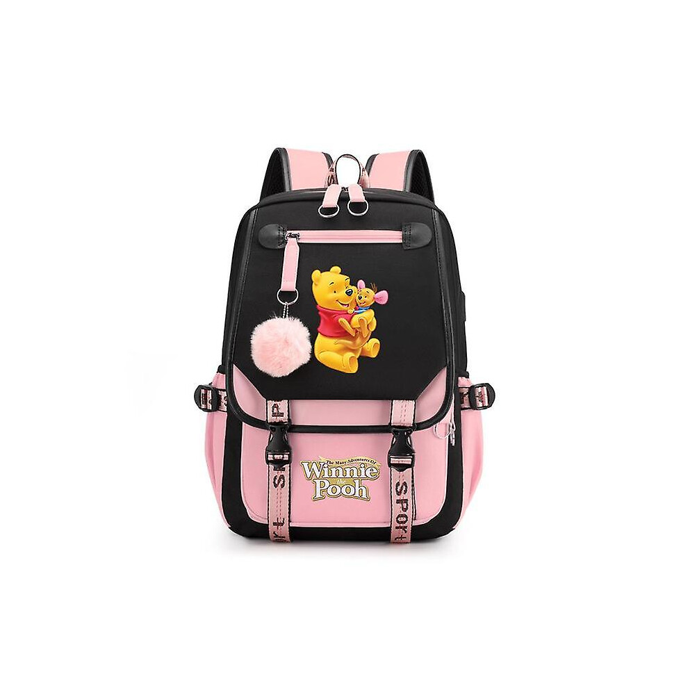 (011) Winnie The Pooh Backpacks Teenager Usb Charging Laptop Backpack Women Men Rucksack Travel Bag Mochila