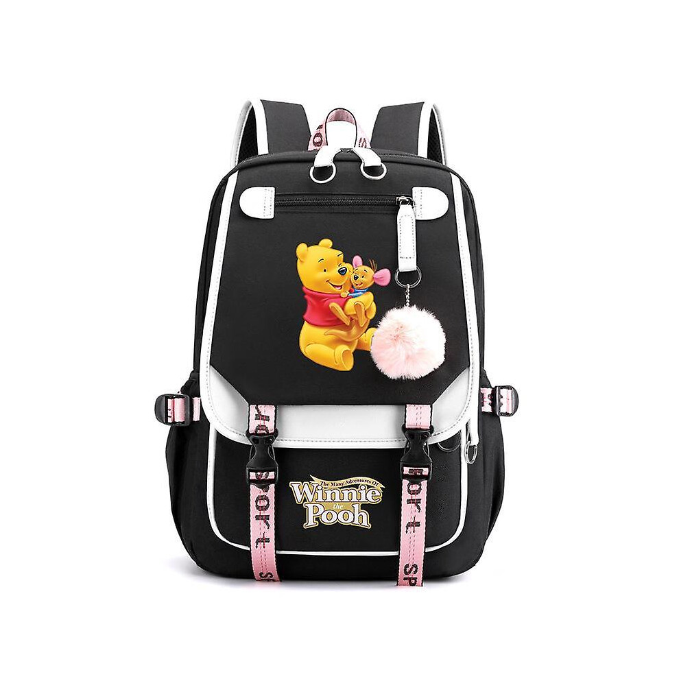 (012) Winnie The Pooh Backpacks Teenager Usb Charging Laptop Backpack Women Men Rucksack Travel Bag Mochila