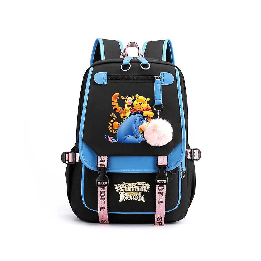 (020) Winnie The Pooh Backpacks Teenager Usb Charging Laptop Backpack Women Men Rucksack Travel Bag Mochila