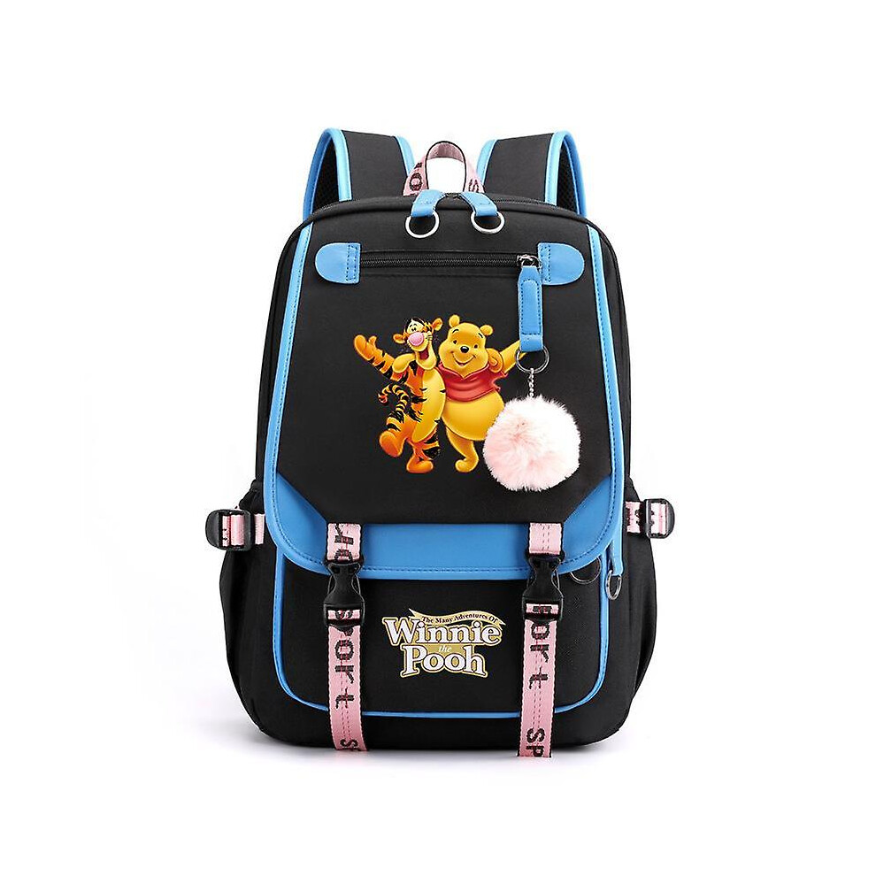 (003) Winnie The Pooh Backpacks Teenager Usb Charging Laptop Backpack Women Men Rucksack Travel Bag Mochila
