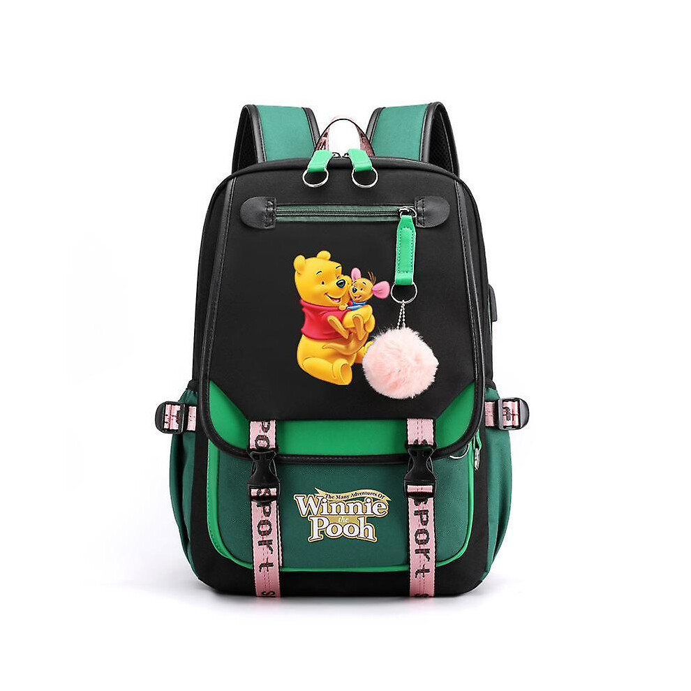 (014) Winnie The Pooh Backpacks Teenager Usb Charging Laptop Backpack Women Men Rucksack Travel Bag Mochila