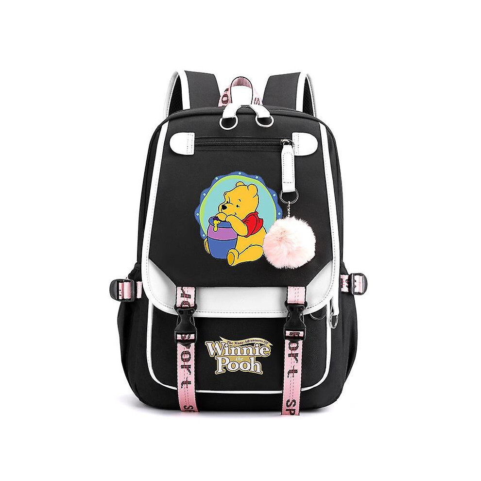 (007) Winnie The Pooh Backpacks Teenager Usb Charging Laptop Backpack Women Men Rucksack Travel Bag Mochila