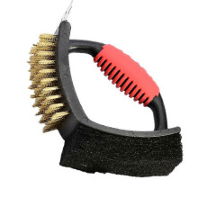 3 in 1 Barbecue Cleaning Brush - Brush, Scraper and Scouring Pad 16*7CM