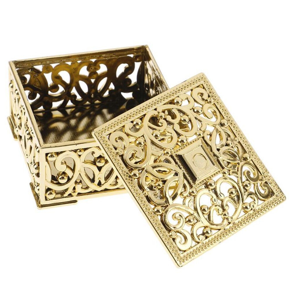 (gold) Plastic Treasure Trinket Box Square Candy Box Treasure Chest Wedding Favor Box