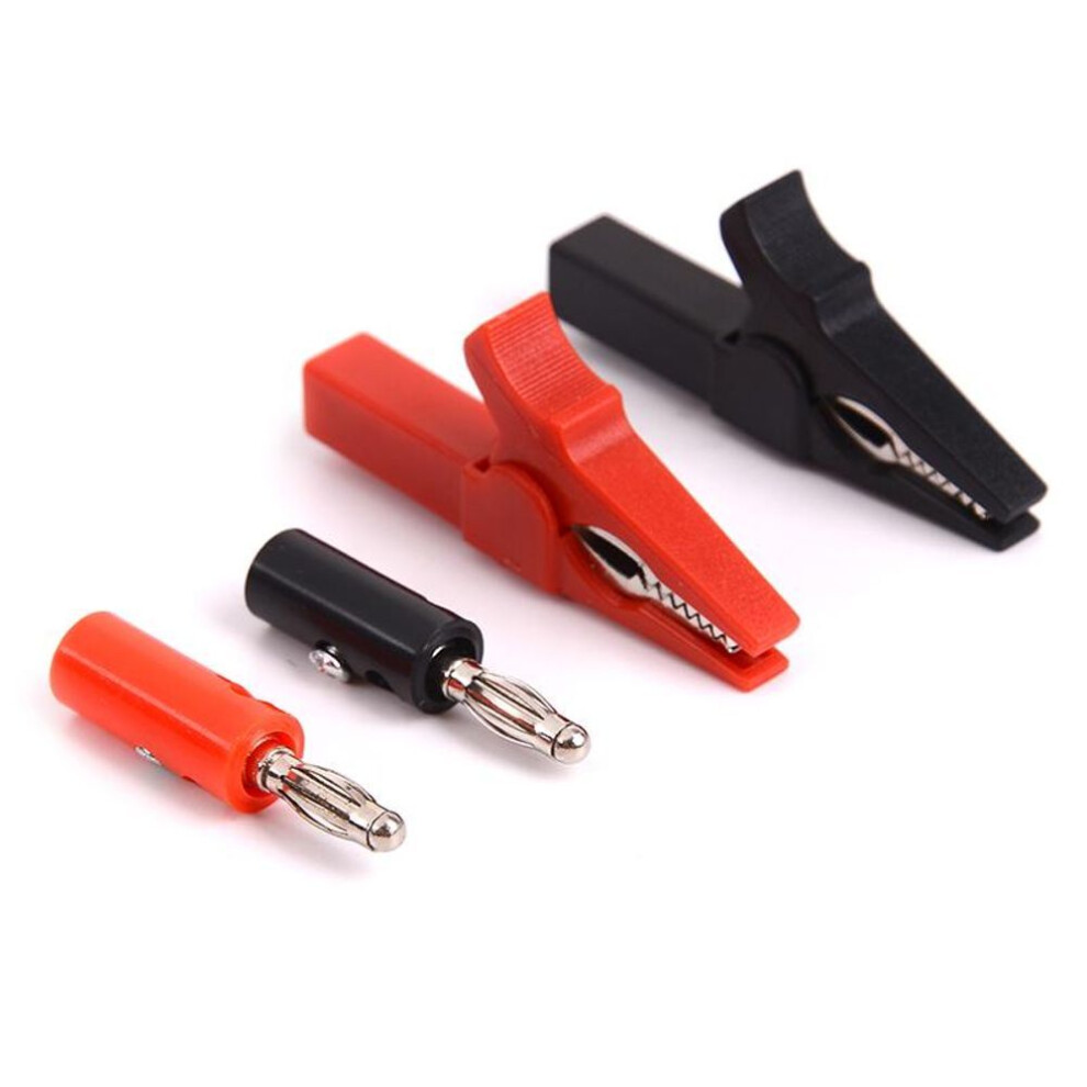 4pcs Practical 4mm Banana Plug Test Probe Plug Cable Clips + 55mm Alligator Clips