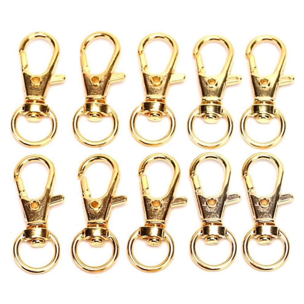 (gold) 10pc Practical Diy Jewelry Findings Swivel Clips Snap Lobster Clasp Hook Key Ring Hooks