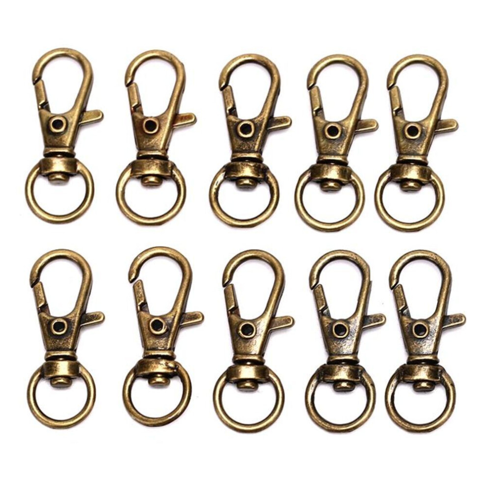 (bronze) 10pc Practical Diy Jewelry Findings Swivel Clips Snap Lobster Clasp Hook Key Ring Hooks