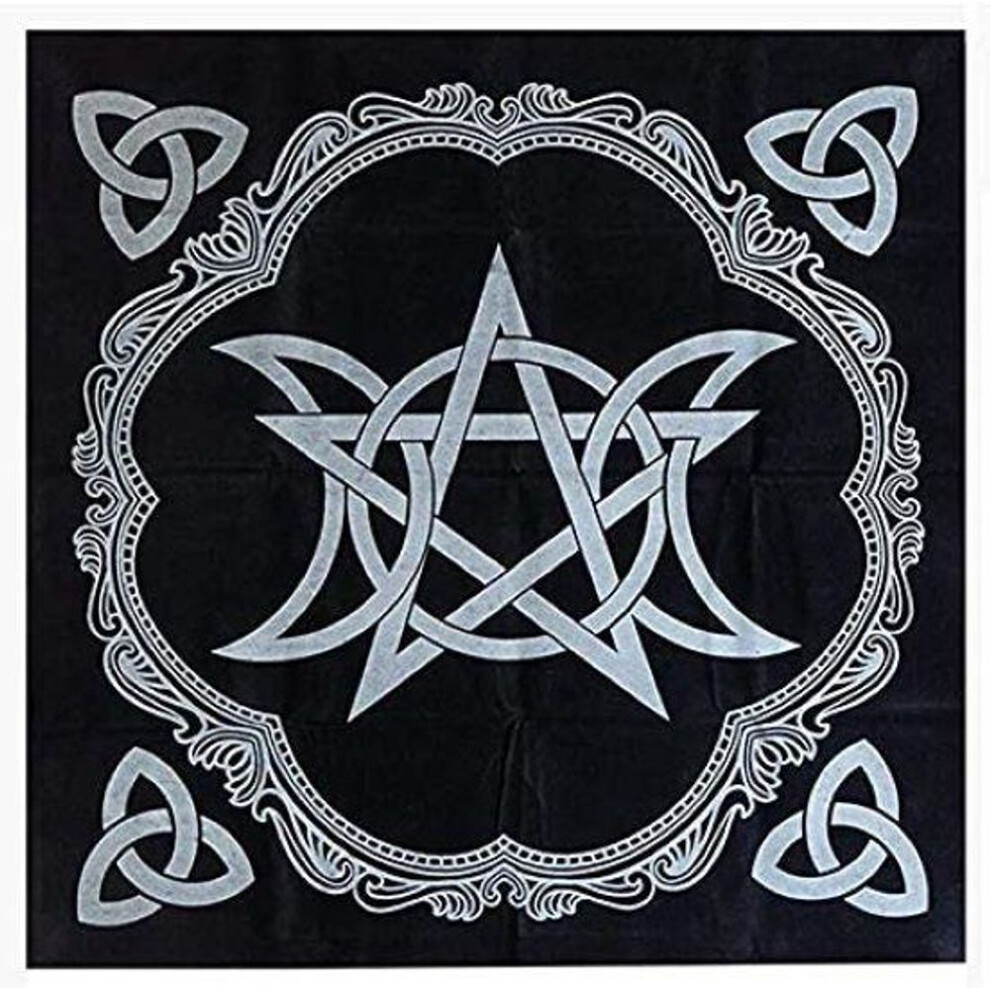 Tarot Tablecloth - Pentacle Tarot Table Cloth Black 49x49cm ,Five-Pointed Star Altar Tarot Decor Astrology Tapestry Blanket (Black)