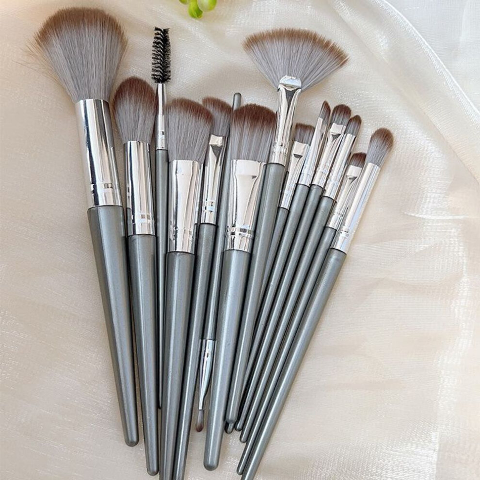(as the picture, 14pcs makeup brush set + OPP) 14-piece Soft Full Makeup Brush Set For Beginners: Ideal For Loose Powder, Eye Shadow, Blush, And Highlighting.